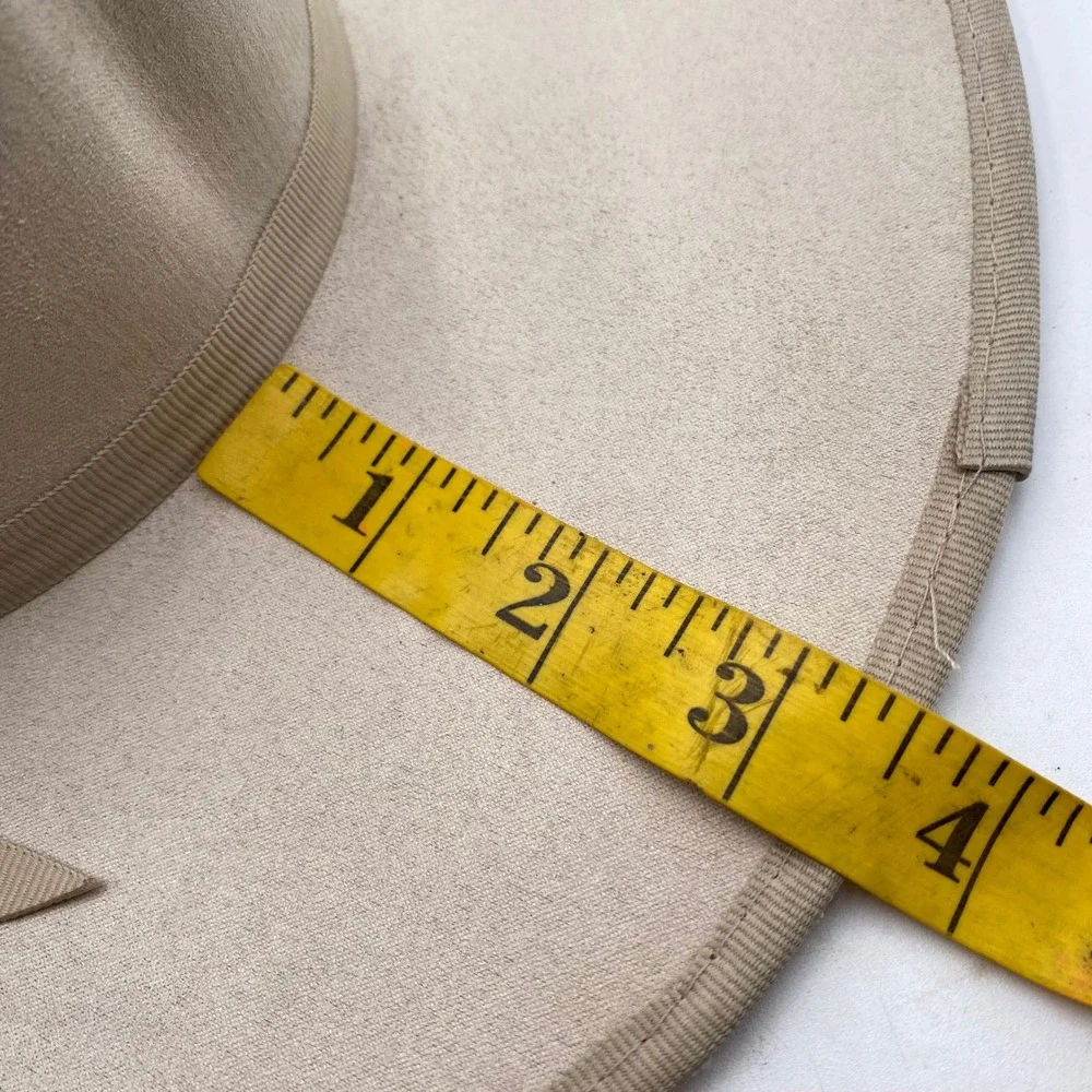 Bon Kini Caribbean Swimwear Wide Brim Bolero Hat Medium Beige Felt Gold Logo SEO